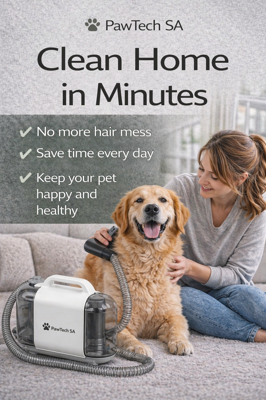 5-in-1 Pet Grooming Vacuum Kit – No Mess, No Shedding 🇿🇦